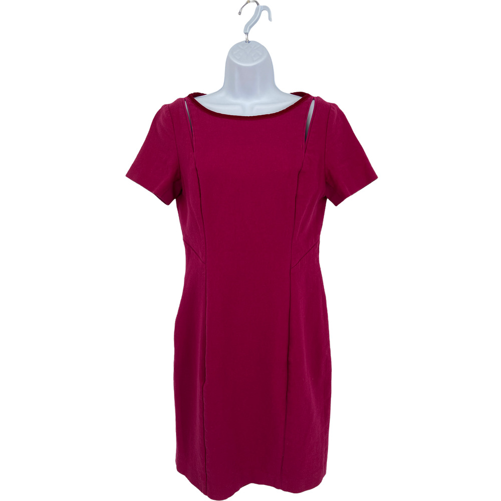 Elie Tahari‎ Pink Jonas Cutout Short Sleeve Wool Sheath Dress Size 6 (flaw)